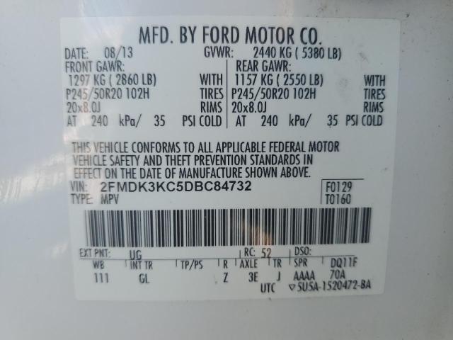 2FMDK3KC5DBC84732 - 2013 FORD EDGE LIMITED WHITE photo 13