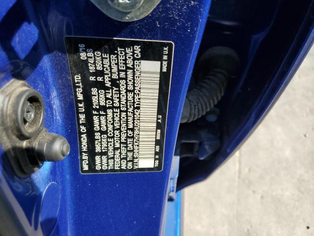 SHHFK7H78HU201042 - 2017 HONDA CIVIC EXL ლურჯი ფოტო 13