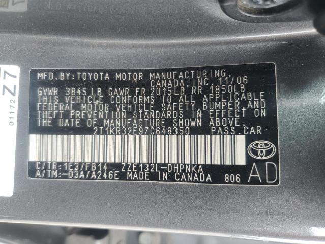2T1KR32E97C648350 - 2007 TOYOTA MATRIX XR 灰色 照片 12