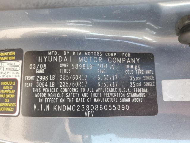 KNDMC233086055390 - 2008 HYUNDAI ENTOURAGE GLS BLUE photo 13