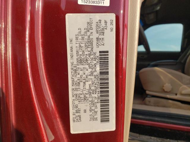 5TBBT44153S435651 - 2003 TOYOTA TUNDRA ACCESS CAB SR5 BURGUNDY photo 13