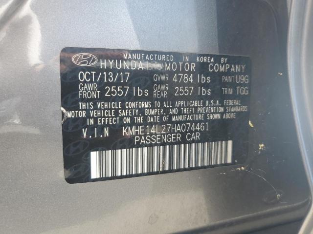 KMHE14L27HA074461 - 2017 HYUNDAI SONATA PLUG-IN HYBRID GRAY photo 12