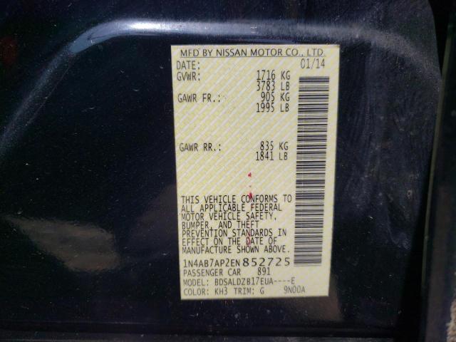 1N4AB7AP2EN852725 - 2014 NISSAN SENTRA S BLACK photo 12