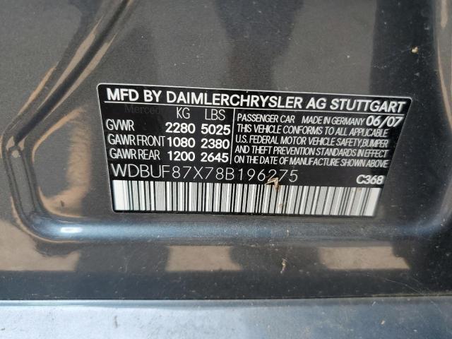 WDBUF87X78B196275 - 2008 MERCEDES-BENZ E 350 4MATIC GRAY photo 12