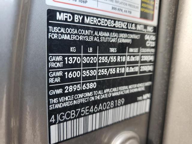 4JGCB75E46A028189 - 2006 MERCEDES-BENZ R 500 SILVER photo 14