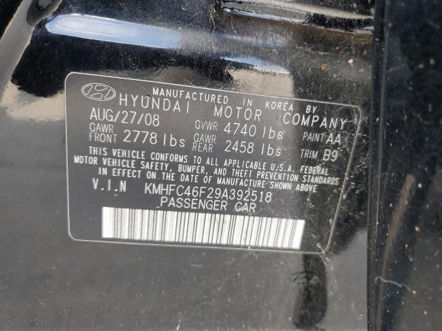 KMHFC46F29A392518 - 2009 HYUNDAI AZERA SE BLACK photo 12