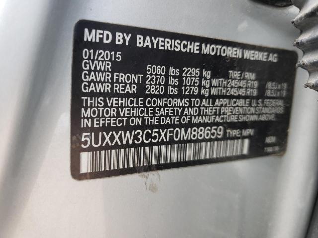 5UXXW3C5XF0M88659 - 2015 BMW X4 XDRIVE28I SILVER photo 13