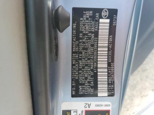 4T1BK3DB0BU386622 - 2011 TOYOTA AVALON BASE Mavi foto 12