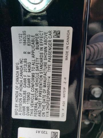 2HGFE2F56PH503114 - 2023 HONDA CIVIC SPORT 黑色 照片 12