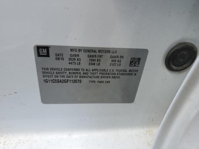 1G11C5SA2GF112670 - 2016 CHEVROLET MALIBU LIM LT 白色 照片 12