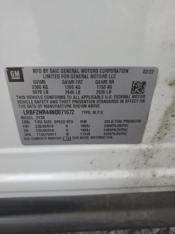 LRBFZNR44ND071672 - 2022 BUICK ENVISION ESSENCE WHITE photo 13