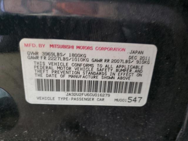 JA32U2FU6CU016279 - 2012 MITSUBISHI LANCER ES/ES SPORT BLACK photo 12