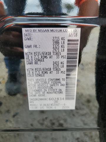 5N1DR2MM4KC602834 - 2019 NISSAN PATHFINDER S 黑色 照片 13