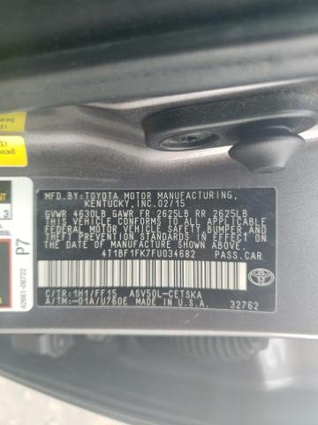 4T1BF1FK7FU034682 - 2015 TOYOTA CAMRY LE GRAY photo 12