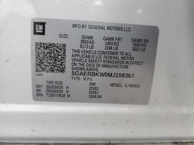 5GAERBKW0MJ159367 - 2021 BUICK ENCLAVE ESSENCE 白色 照片 13