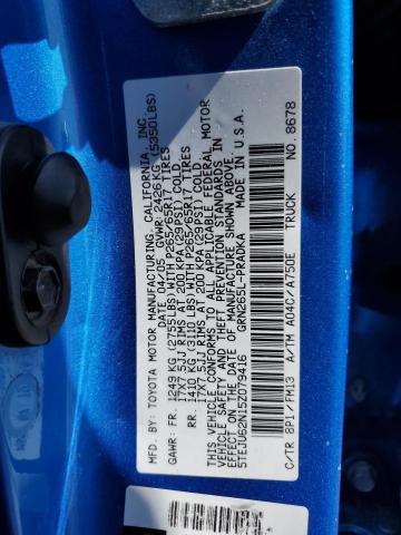 5TEJU62N15Z079416 - 2005 TOYOTA TACOMA DOUBLE CAB PRERUNNER BLUE photo 12