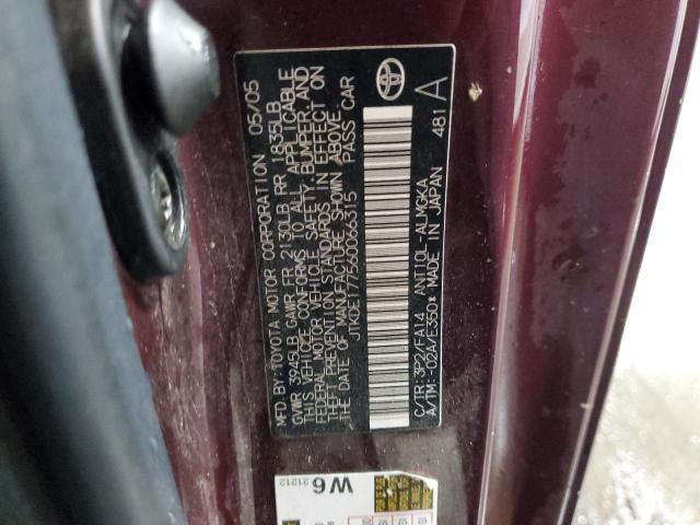 JTKDE177560066315 - 2006 TOYOTA SCION TC მუქწითელი ფოტო 12