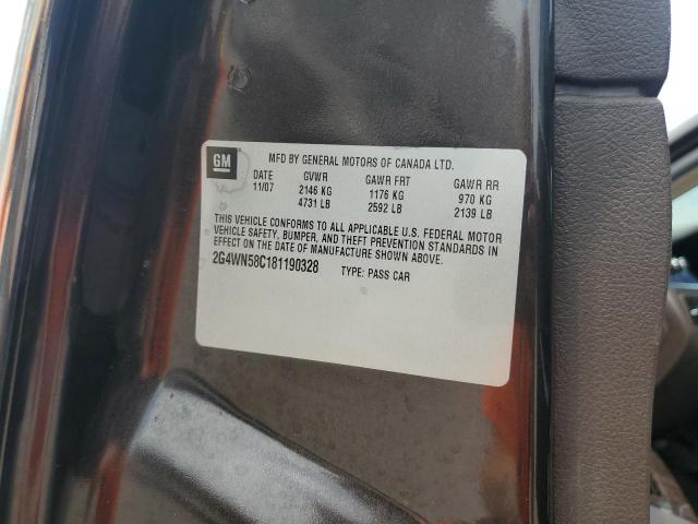 2G4WN58C181190328 - 2008 BUICK LACROSSE SUPER SERIES BROWN photo 12