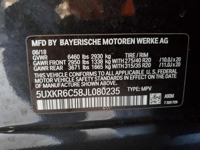 5UXKR6C58JL080235 - 2018 BMW X5 XDRIVE50I CHARCOAL photo 13