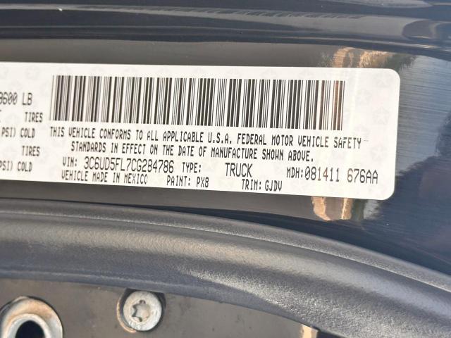 3C6UD5FL7CG284786 - 2012 DODGE RAM 2500 LARAMIE BLACK photo 10