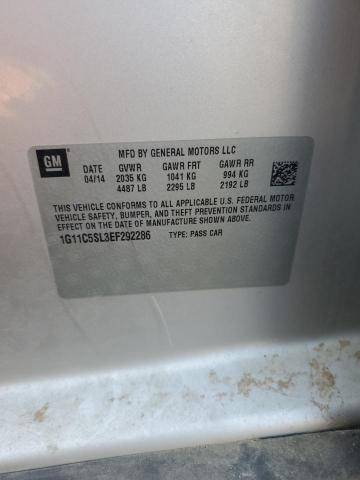 1G11C5SL3EF292286 - 2014 CHEVROLET MALIBU 1LT SILVER photo 12