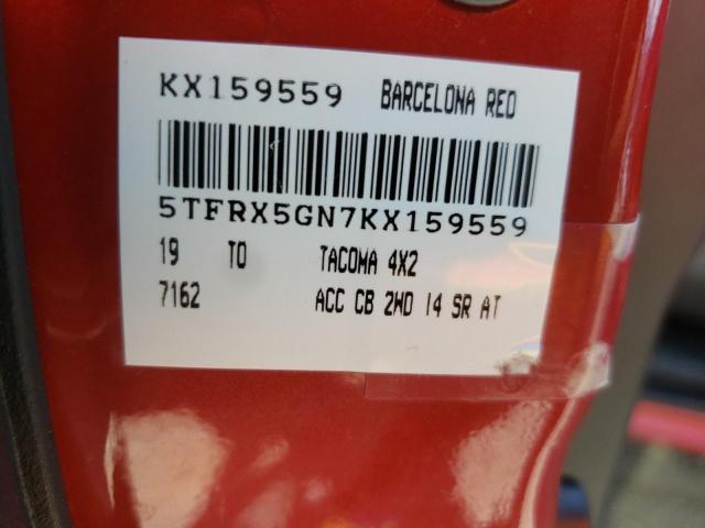 5TFRX5GN7KX159559 - 2019 TOYOTA TACOMA ACCESS CAB წითელი ფოტო 12