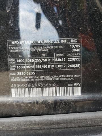 4JGBB8GB6AA556653 - 2010 MERCEDES-BENZ ML 350 4MATIC BLACK photo 12