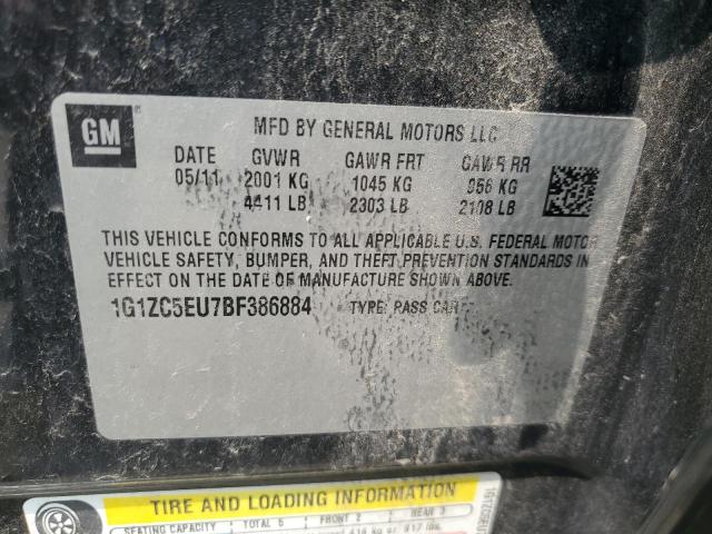 1G1ZC5EU7BF386884 - 2011 CHEVROLET MALIBU 1LT 黑色 照片 12