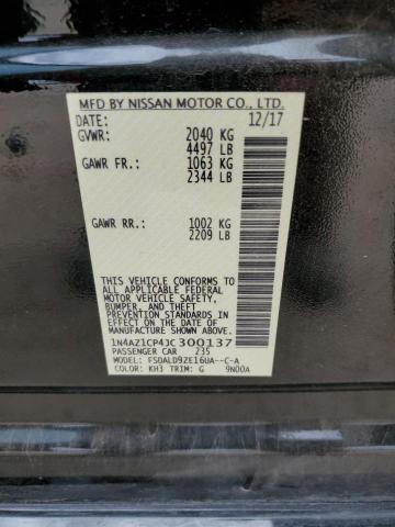 1N4AZ1CP4JC300137 - 2018 NISSAN LEAF S BLACK photo 12