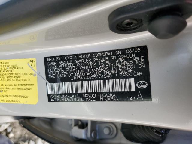 JTHBA30G955131540 - 2005 LEXUS ES 330 SILVER photo 12