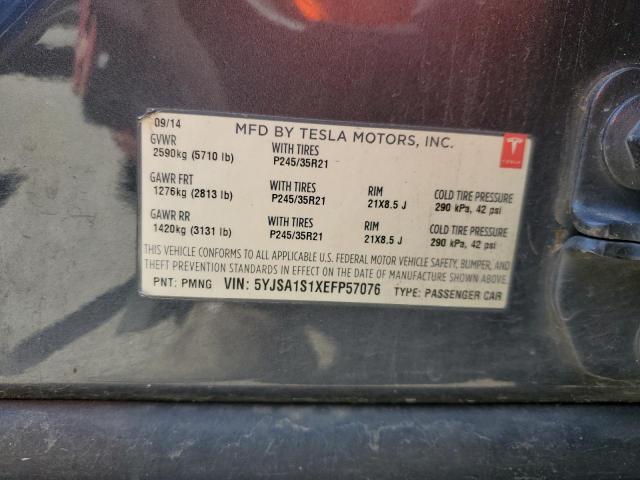 5YJSA1S1XEFP57076 - 2014 TESLA MODEL S გრაფიტი ფოტო 12