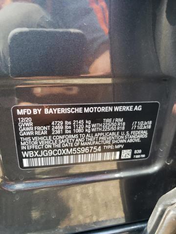 WBXJG9C0XM5S96754 - 2021 BMW X1 XDRIVE28I GRAY photo 12