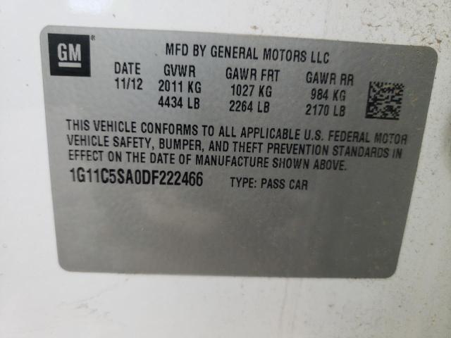 1G11C5SA0DF222466 - 2013 CHEVROLET MALIBU 1LT WHITE photo 12