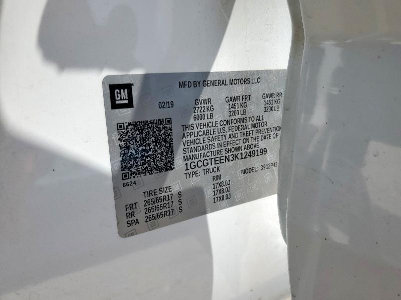 1GCGTEEN3K1249199 - 2019 CHEVROLET COLORADO ZR2 WHITE photo 13