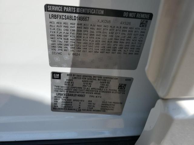 LRBFXCSA8LD149667 - 2020 BUICK ENVISION ESSENCE WHITE photo 12