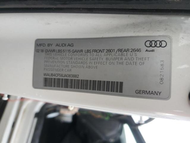 WAUB4CF58JA083882 - 2018 AUDI S5 PREMIUM PLUS WHITE photo 12