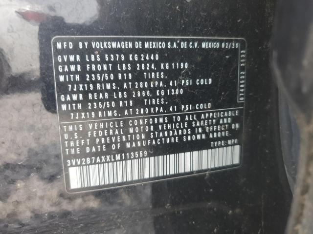 3VV2B7AXXLM113559 - 2020 VOLKSWAGEN TIGUAN SE 黑色 照片 12