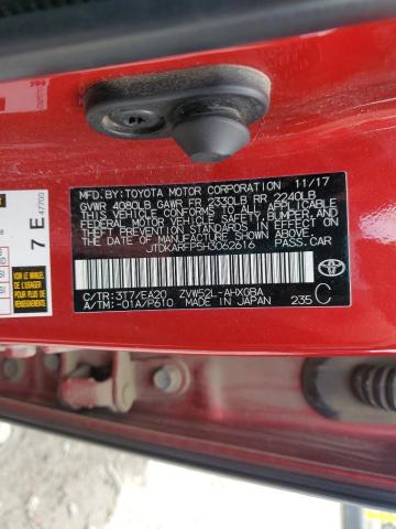 JTDKARFP5H3062616 - 2017 TOYOTA PRIUS PRIM წითელი ფოტო 12