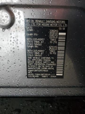 KNMAT2MT5JP574629 - 2018 NISSAN ROGUE S Szary zdjęcie 13