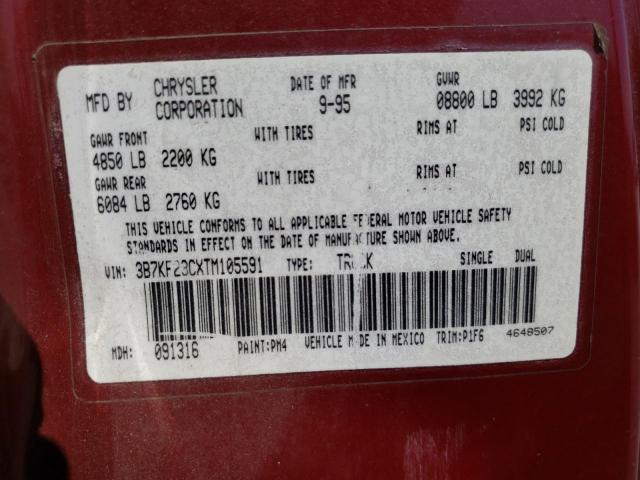 3B7KF23CXTM105591 - 1996 DODGE RAM 2500 BURGUNDY photo 12