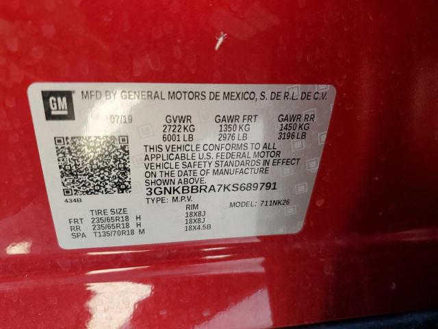 3GNKBBRA7KS689791 - 2019 CHEVROLET BLAZER 1LT RED photo 13