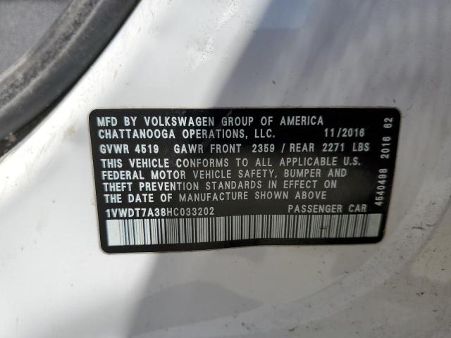1VWDT7A38HC033202 - 2017 VOLKSWAGEN PASSAT R-LINE Ağ foto 12
