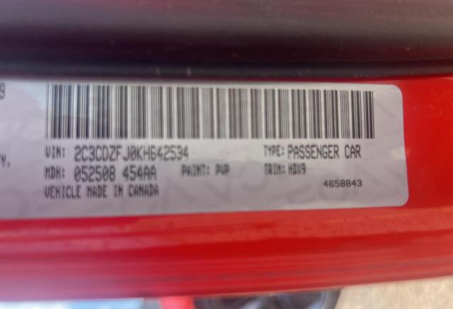 2C3CDZFJ0KH642534 - 2019 DODGE CHALLENGER R/T SCAT PACK ORANGE photo 10