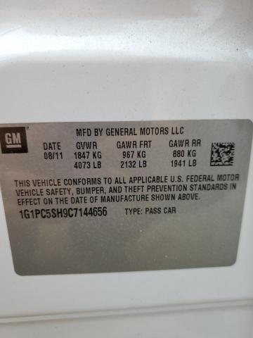 1G1PC5SH9C7144656 - 2012 CHEVROLET CRUZE LS WHITE photo 12