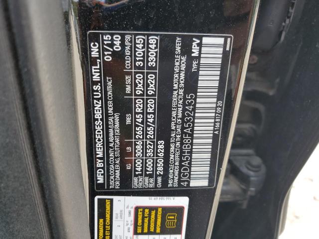 4JGDA5HB8FA532435 - 2015 MERCEDES-BENZ ML 350 4MATIC BLACK photo 13