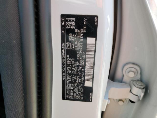 LYVA22RK9JB078957 - 2018 VOLVO XC60 T6 WHITE photo 13