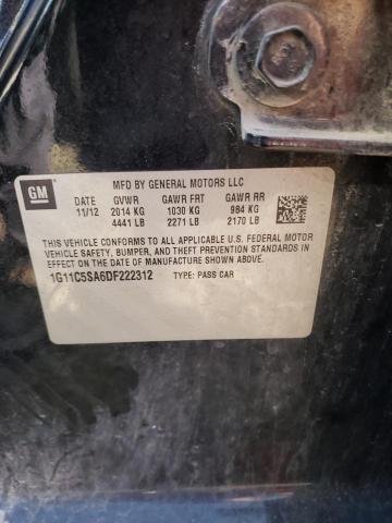 1G11C5SA6DF222312 - 2013 CHEVROLET MALIBU 1LT BLACK photo 12