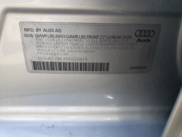 WAUGL78E35A532825 - 2005 AUDI NEW S4 QUATTRO SILVER photo 13