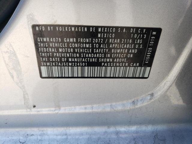 3VW2K7AJ5EM224501 - 2014 VOLKSWAGEN JETTA BASE 银色 照片 12