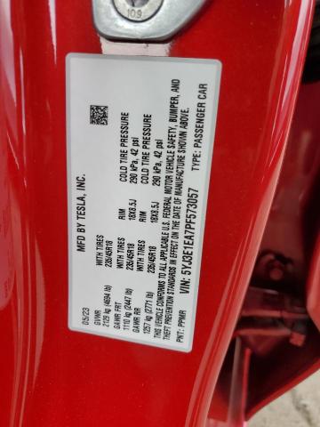 5YJ3E1EA7PF573057 - 2023 TESLA MODEL 3 RED photo 12